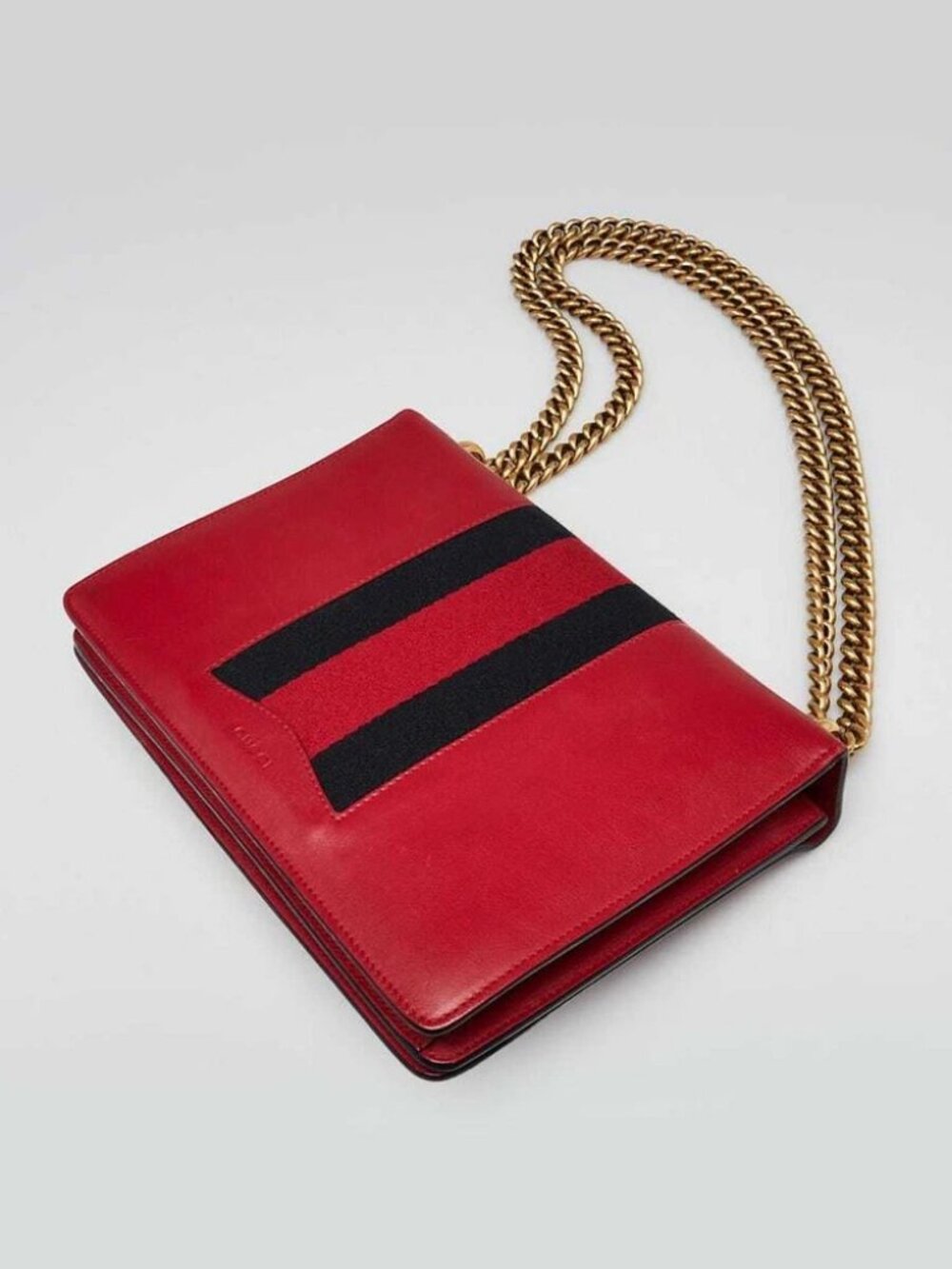 Gucci Red Leather Peony Medium Eye Chain Shoulder Bag - Picture 3 of 12